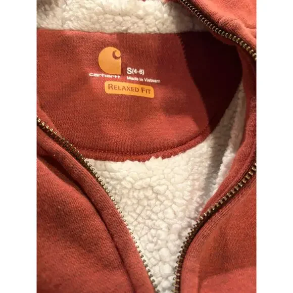 Carhartt Sherpa Lined Zip Hoodie Womens S Relaxed Workwear Full Zip Sweatshirt - Picture 3 of 9